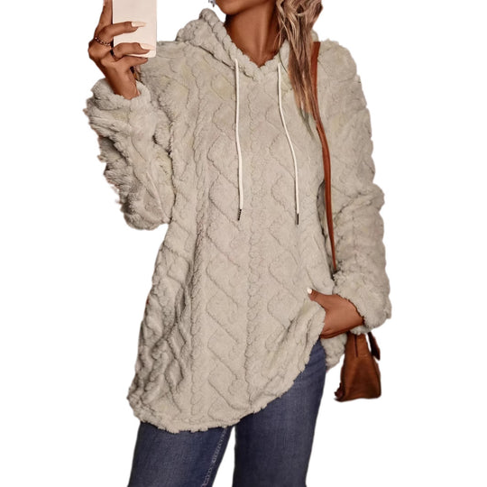 Damen kuschelige Fleece-Hoodie mit strukturiertem Design R&B