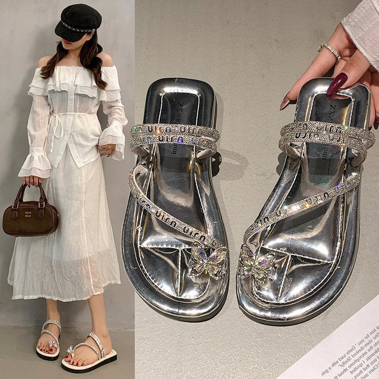 Damen Riemchen-Sandaletten mit funkelndem Schmetterlingsdesign R&B