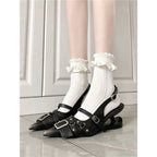 Damen Slingback-Pumps mit verstellbaren Riemen und dekorativen Schnallen R&B