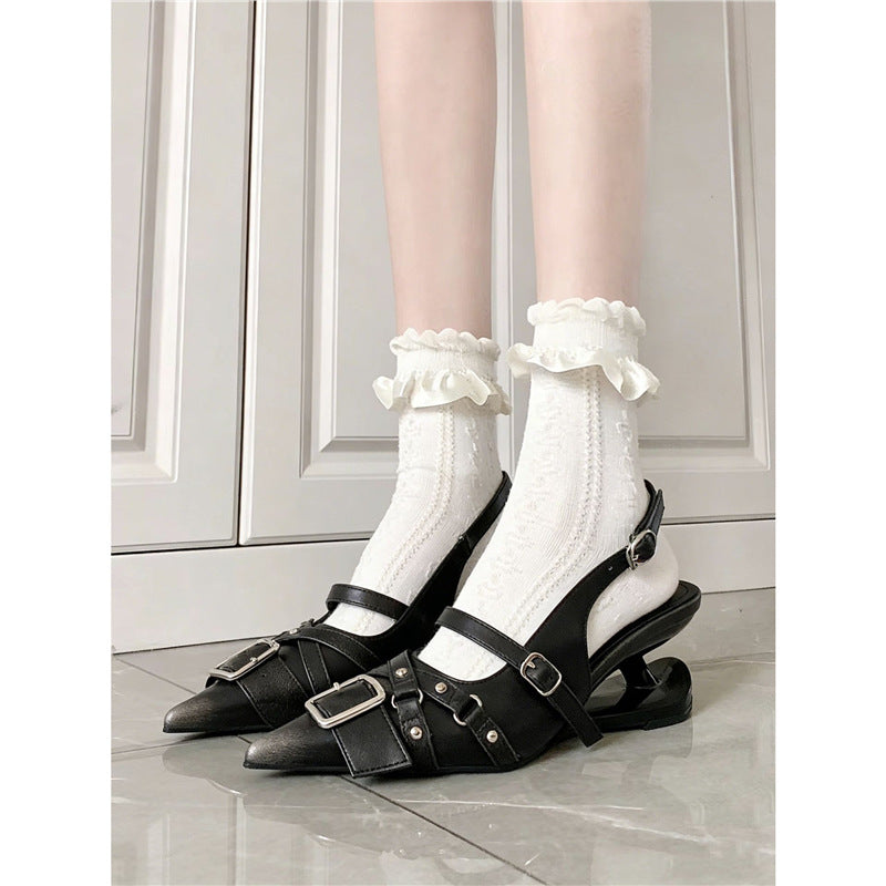 Damen Slingback-Pumps mit verstellbaren Riemen und dekorativen Schnallen R&B