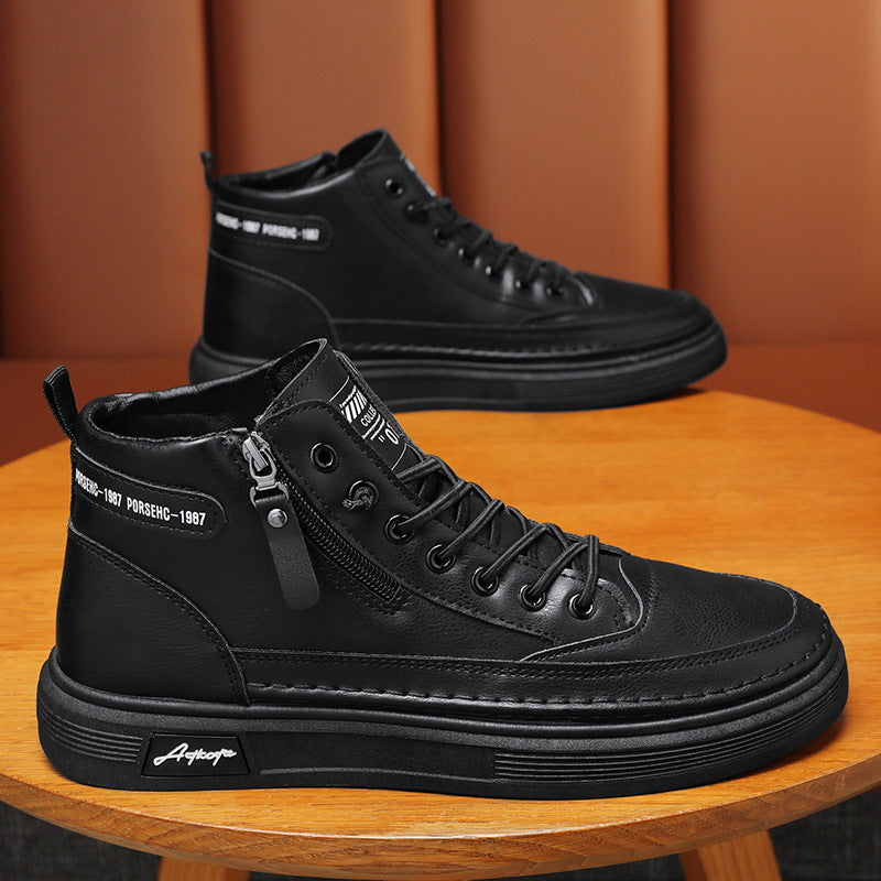 Damen Hochformat Sneakers mit robustem Leder und praktischer Reißverschlussöffnung R&B