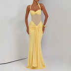 Damen Elegantes Maxikleid mit Raffhalterung und figurformenden Details R&B