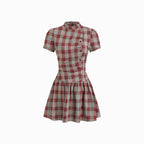 Damen Karo Kurzarmkleid R&B