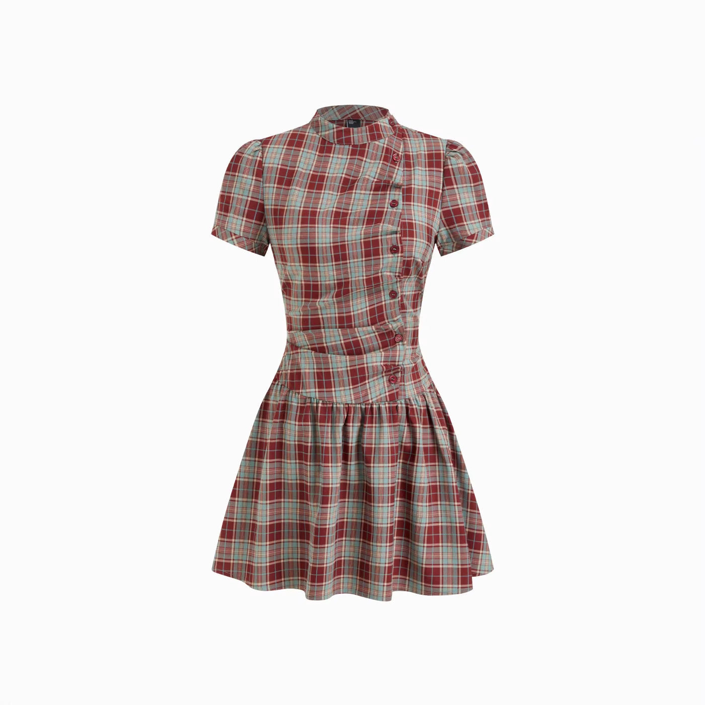 Damen Karo Kurzarmkleid R&B