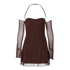 Damen Freizeitkleid mit sexy Ärmeldesign und funkelndem Element R&B