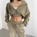 Damen trendige Veloursjacke mit weiten Ärmeln und Bund
