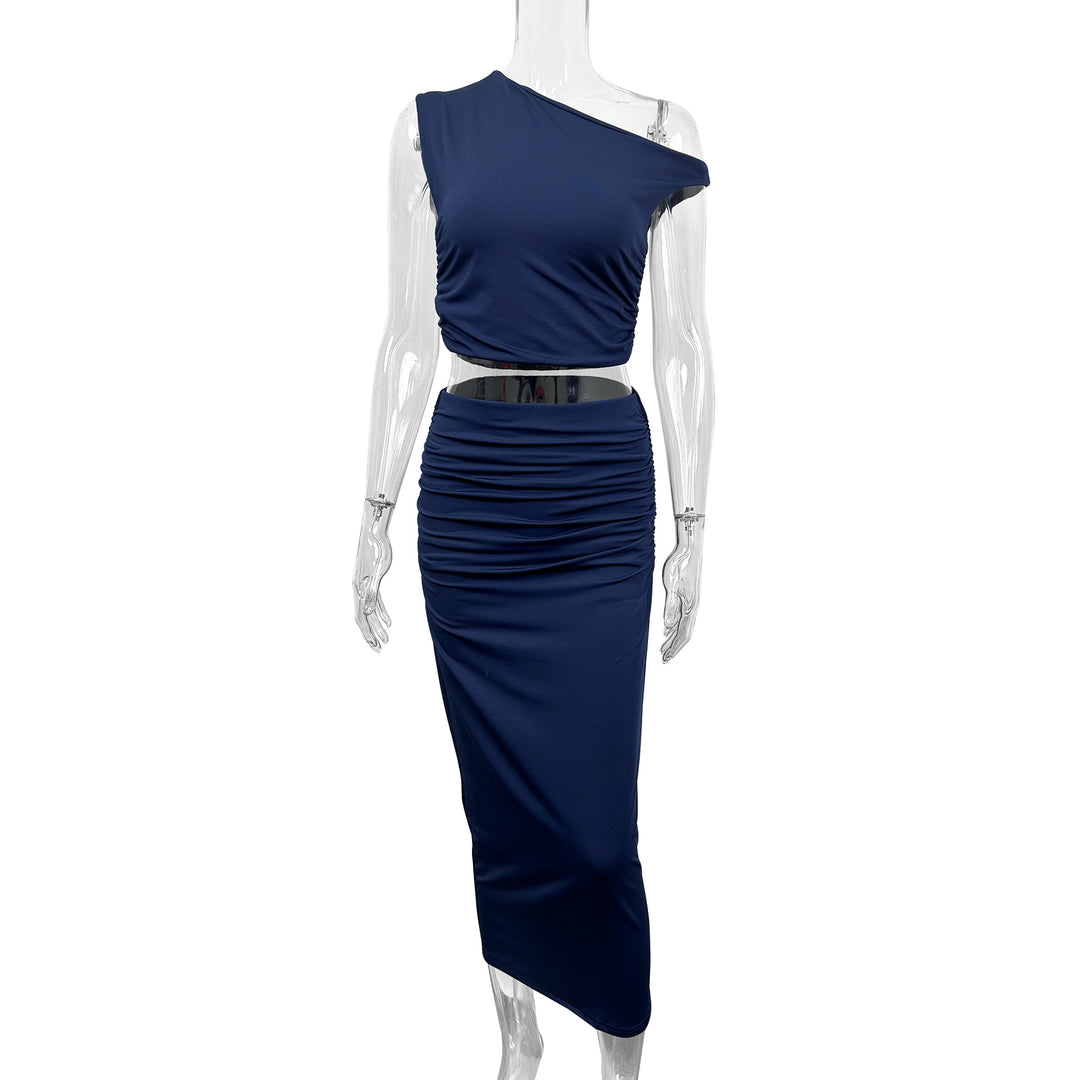 Damen Set aus schulterfreiem Top und Maxi-Rock in gerafftem Design R&B