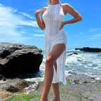 Damen Häkel Maxi-Urlaubslook mit hohem Schlitz R&B