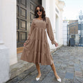 Damen Midi-Kleid mit voluminösen Rüschendetails und tailliertem Schnitt R&B