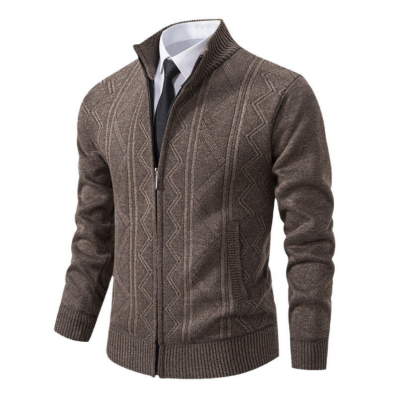 Herren Strickjacke mit modernem Zopfmuster R&B