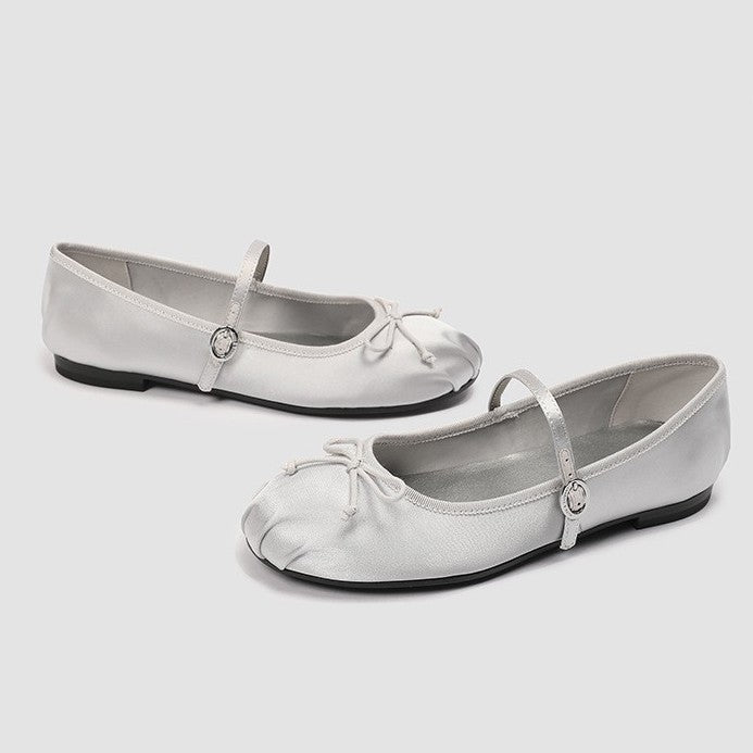 Damen elegante Ballerinas mit dezentem Riemen und feinem Schleifendetail R&B