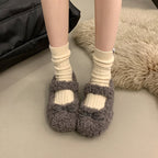 Damen Flauschige Hausschuhe mit elegantem Riemendesign R&B