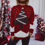 Damen Weihnachts-Pullover mit glitzerndem Baum-Motiv und kuscheliger Struktur R&B