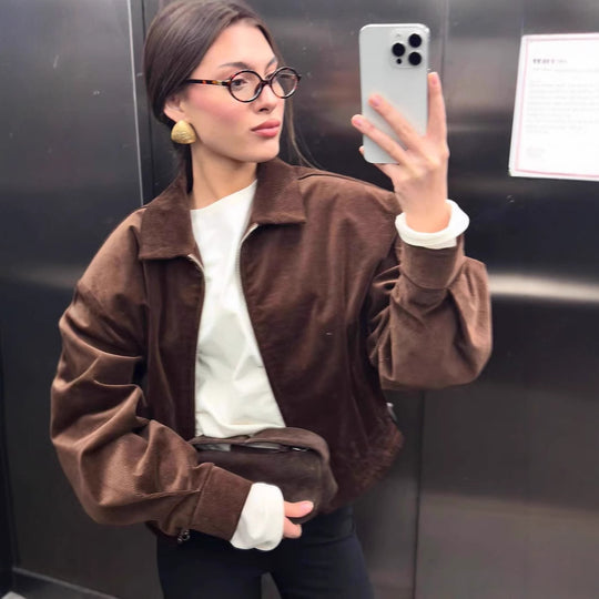 Damen trendige Wildlederjacke R&B