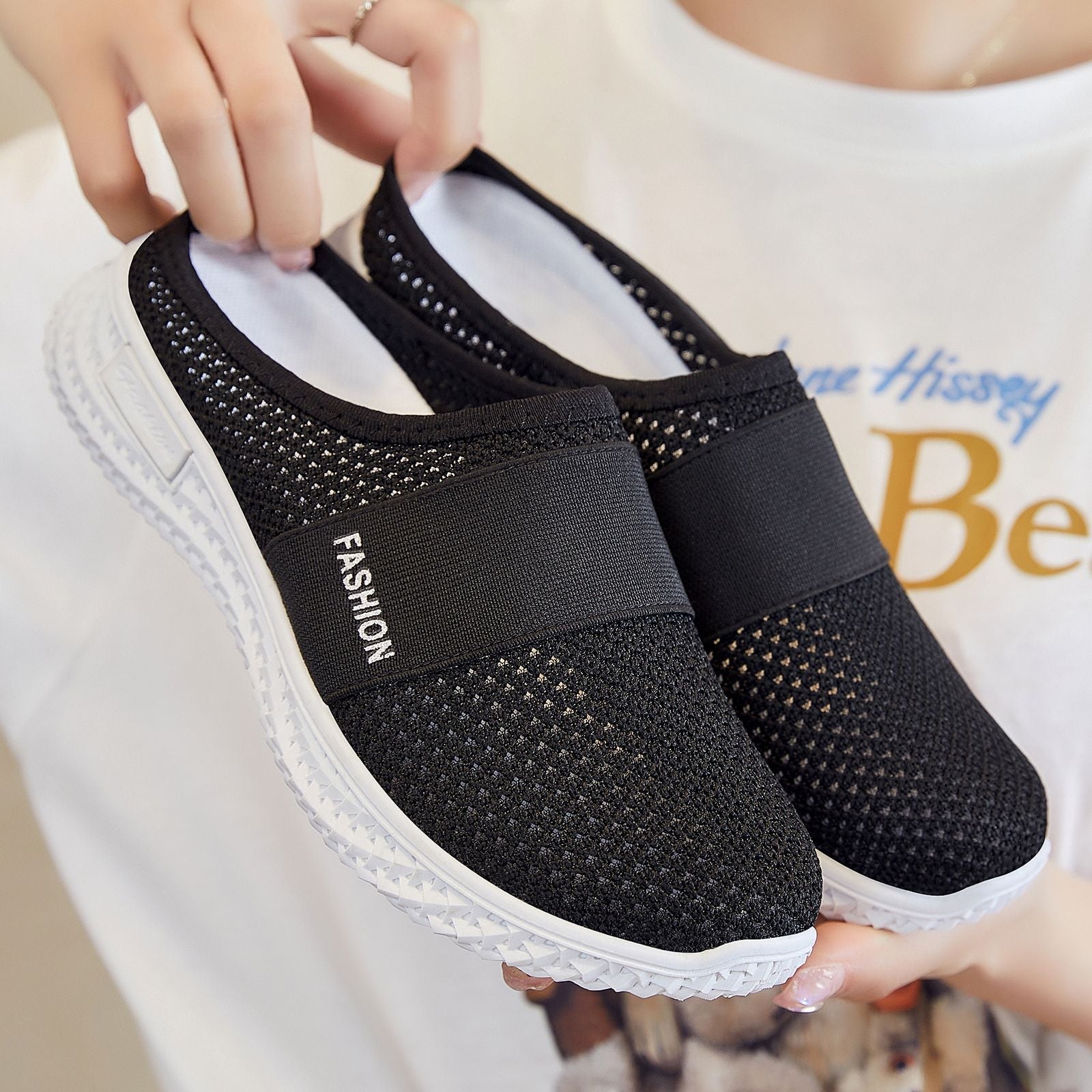 Damen Hausschuhe mit flexiblem Strickoberteil und rutschfester Außensohle R&B