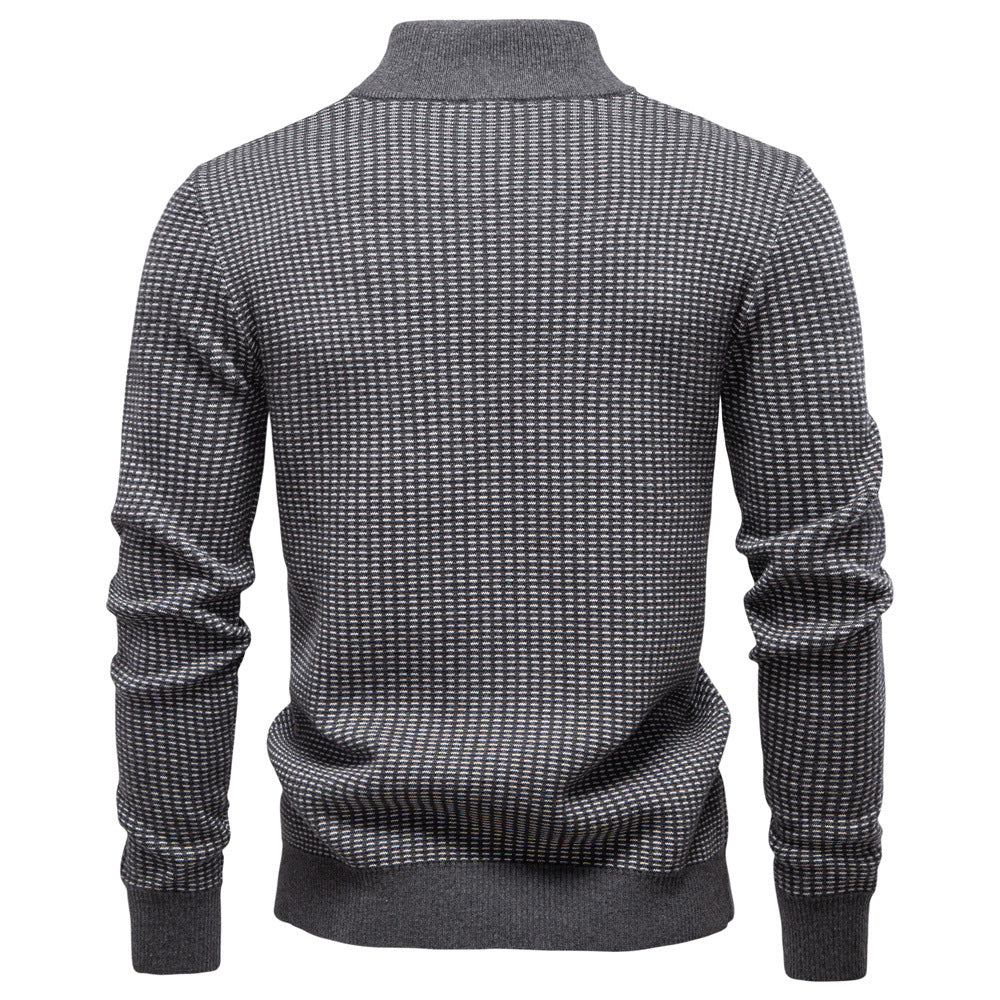 Herren Strickpullover mit modernem Zipper und strukturiertem Design