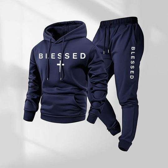 Damen Sweatshirt- und Jogginghose-Set mit modernem Schriftzug und praktischen Taschen R&B