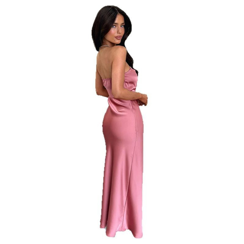 Damen Elegantes Satin-Maxikleid mit figurformendem Schnitt R&B