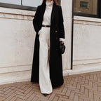 Damen Eleganter Wollmantel mit doppelter Knopfleiste und tiefen Taschen EB