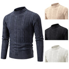 Herren eleganter Strickpullover mit hochgeschlossenem Kragen und Zopfmuster R&B