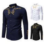 Herren Langarmshirt mit elegantem Stickereidesign R&B