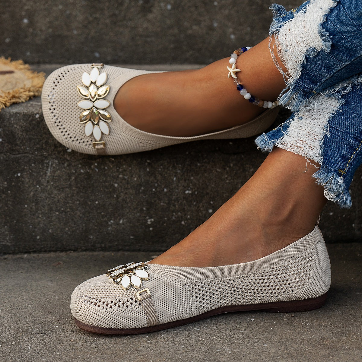 Damen Elegante Sneaker mit floralem Design und atmungsaktivem Obermaterial R&B