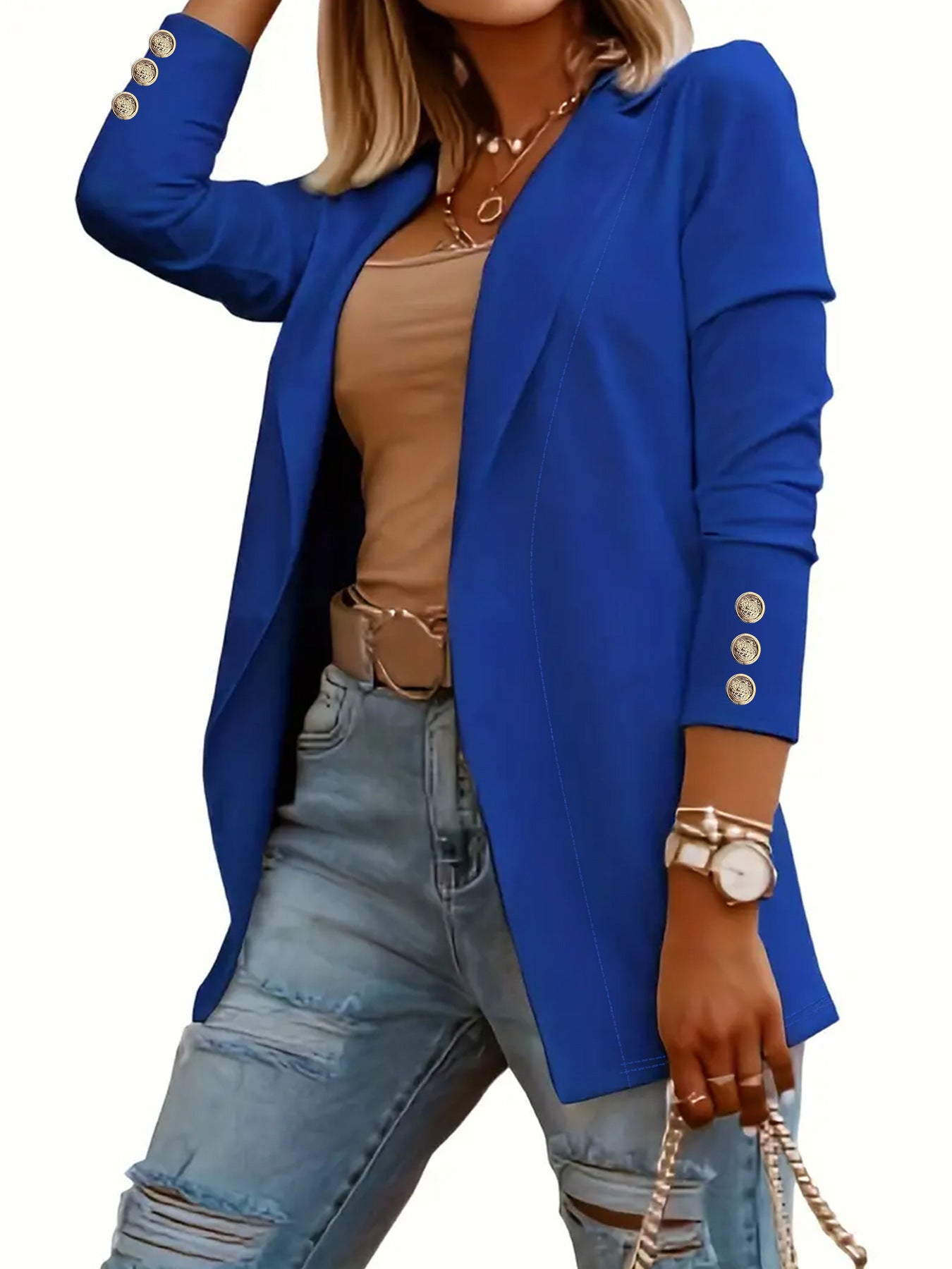 Damen Elegante Blazerjacke mit modischen Knopfdetails R&B