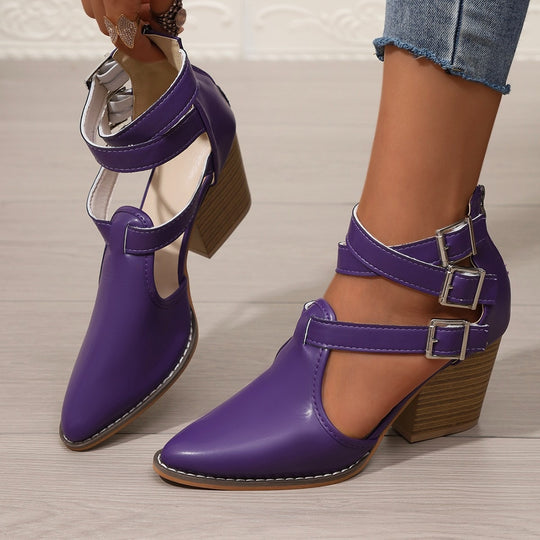 Damen elegante High-Top Stiefeletten mit verstellbarem Riemendesign R&B