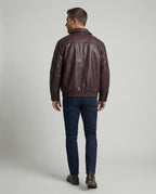 Herren oversized Lederimitat-Zipjacke mit Hemdkragen kastiger Silhouette und Einschubtaschen R&B