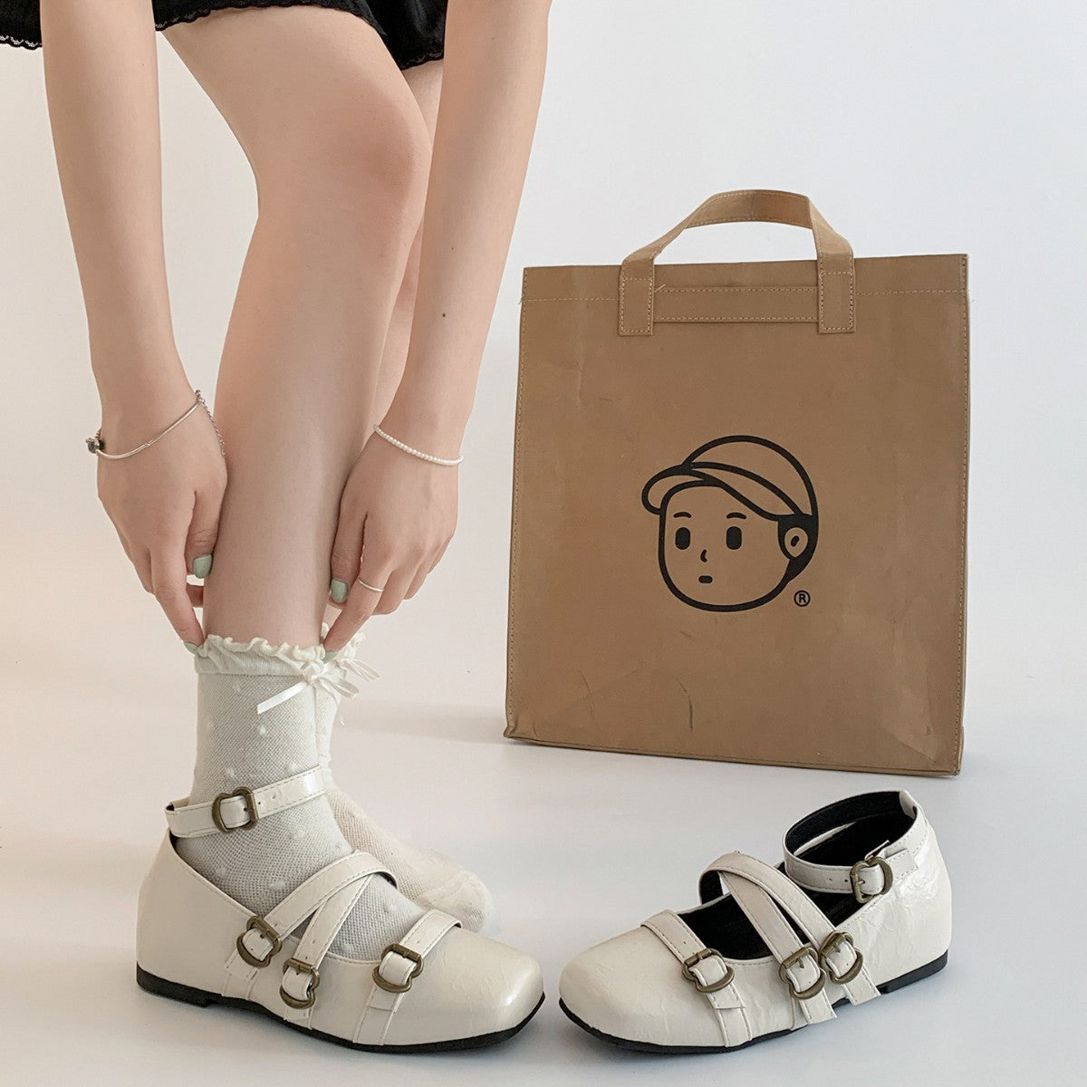 Damen Ballerinas mit dekorativem Riemchendesign R&B