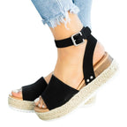 Damen Wedge-Sandalen mit verstellbarem Riemen und komfortablem Fußbett R&B