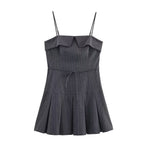 Damen Minikleid mit Rüschen und verstellbaren Trägern R&B