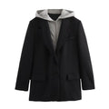 R&B | Abnehmbarer Kapuzenblazer Damen - Lässig - Unifarben