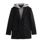 R&B | Abnehmbarer Kapuzenblazer Damen - Lässig - Unifarben