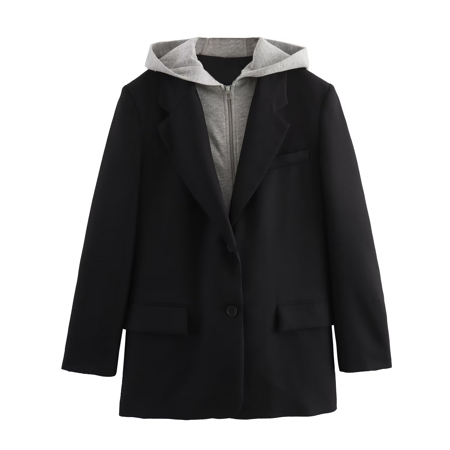 R&B | Abnehmbarer Kapuzenblazer Damen - Lässig - Unifarben