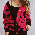 Damen Grobstrickjacke mit dekorativem Mustermix und eleganten Knopfdetails R&B