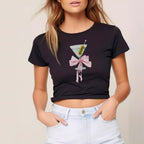 Damen Cropped T-Shirt mit trendy Cocktail-Design R&B