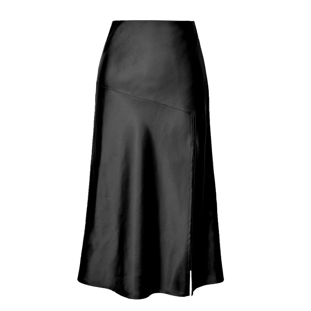 Damen eleganter Midirock aus satinierter Viskose R&B