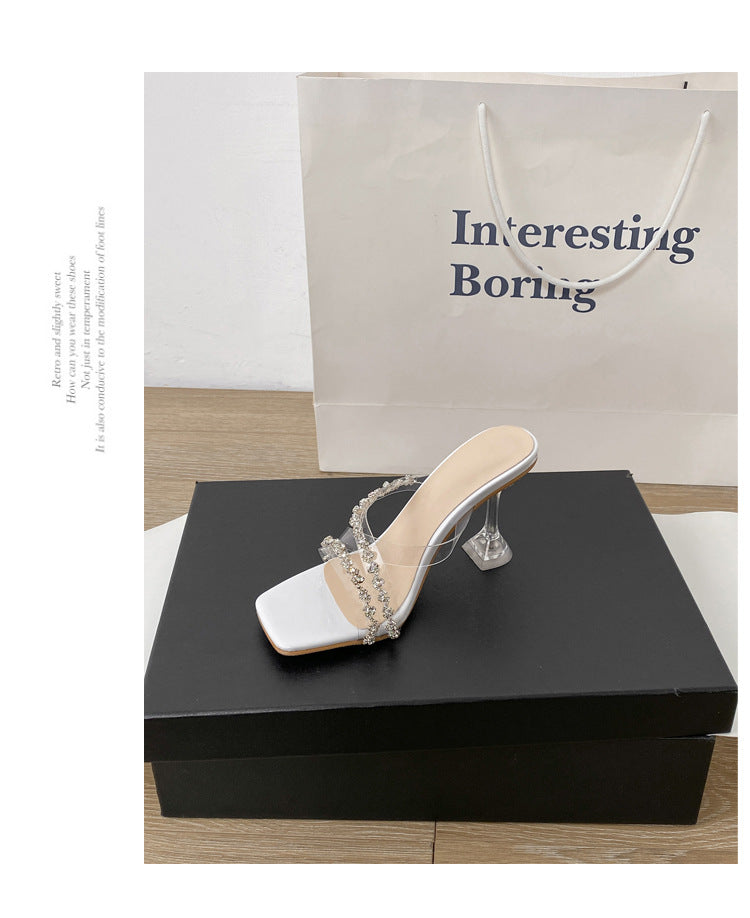 Damen Glamouröse Mules mit glitzerndem Riemchen R&B