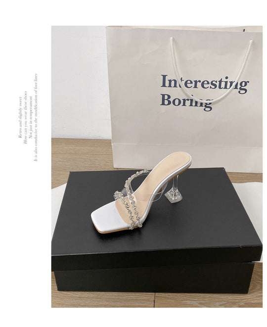 Damen Glamouröse Mules mit glitzerndem Riemchen R&B