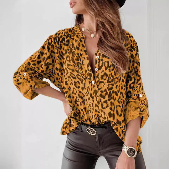 Damen Bluse im eleganten Animal-Print mit Raffungen R&B