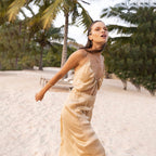 Damen Elegantes Maxikleid mit tiefem V-Ausschnitt R&B