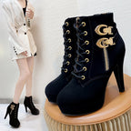 Lisa |  Runde Zehe Spitze High Heels Stiefel
