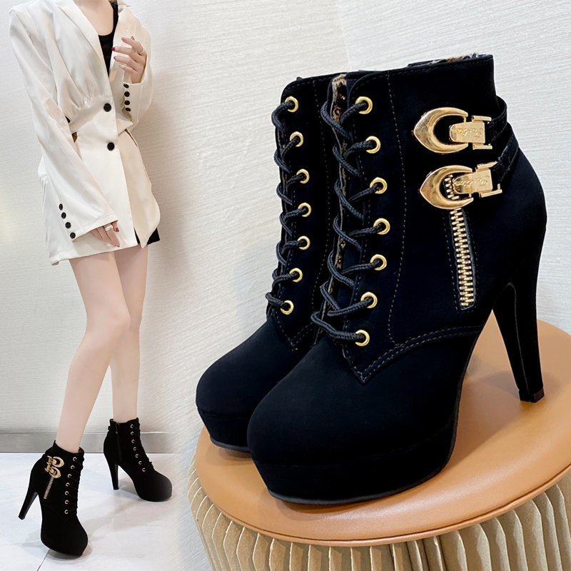 Lisa |  Runde Zehe Spitze High Heels Stiefel