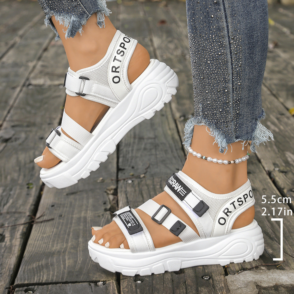 Damen Sportliche Sandalen mit verstellbaren Riemen und rutschfester Sohle R&B