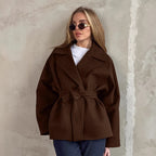 Damen Elegante Wickeljacke mit Gürtel und lässigem Schnitt R&B