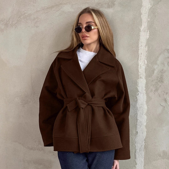 Damen Elegante Wickeljacke mit Gürtel und lässigem Schnitt R&B
