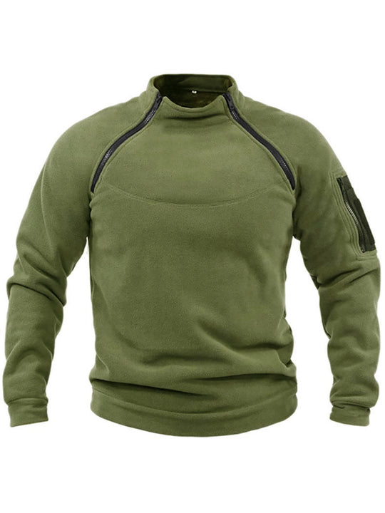 Herren Thermo-Fleecepullover mit hochschließendem Kragen und praktischen Taschen R&B