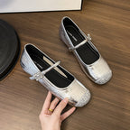 Damen Ballerinas mit modischem Riemen und glitzernder Oberfläche R&B