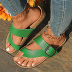 Damen Verstellbare Schnalle Zehentrenner Sandalen mit Korkfußbett Heidi-Mode